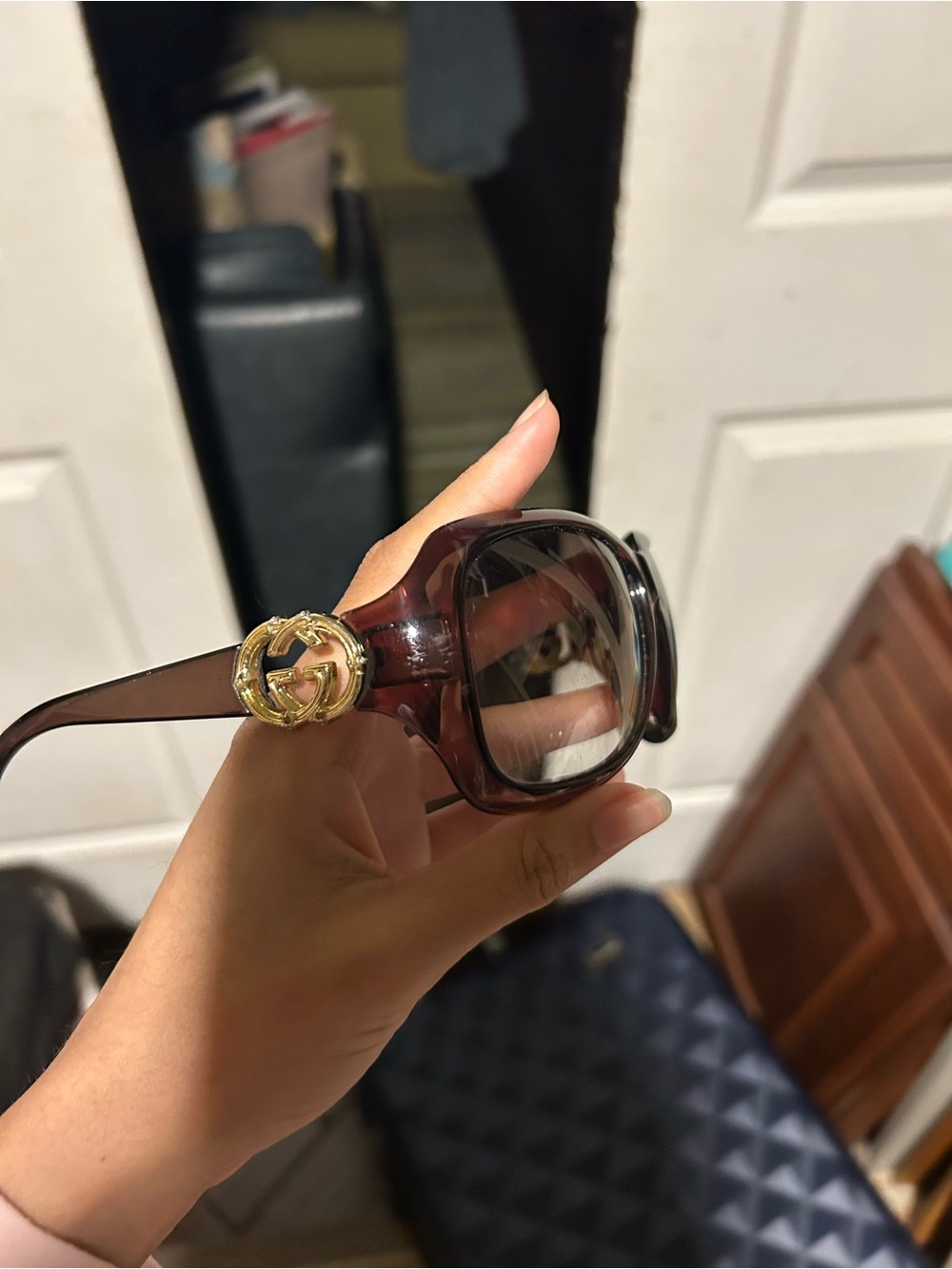 Gucci Brown Oversized Square Sunglasses with Gold Double G